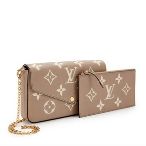 Louis Vuitton Beige Monogram Clutch and Wristlet Set